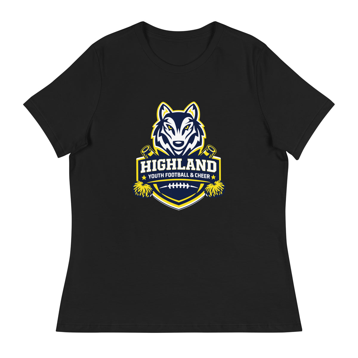 Performance | Women's Relaxed T Shirt | Highland youth football and cheer | Emblem Logo