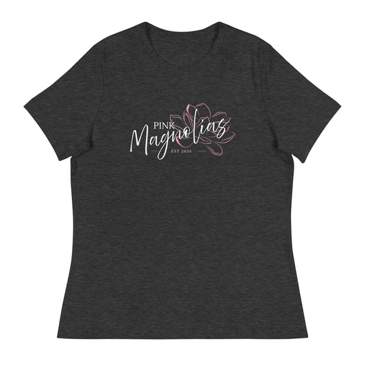 Performance | Women's Relaxed T Shirt | Pink Magnolias Dance | Modern Script Logo