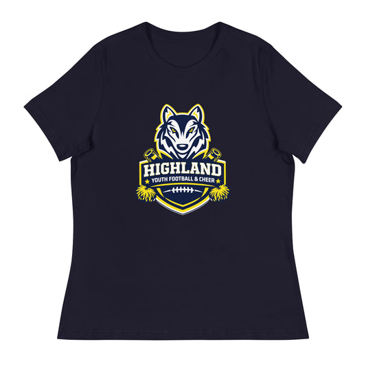 Performance | Women's Relaxed T Shirt | Highland youth football and cheer | Emblem Logo