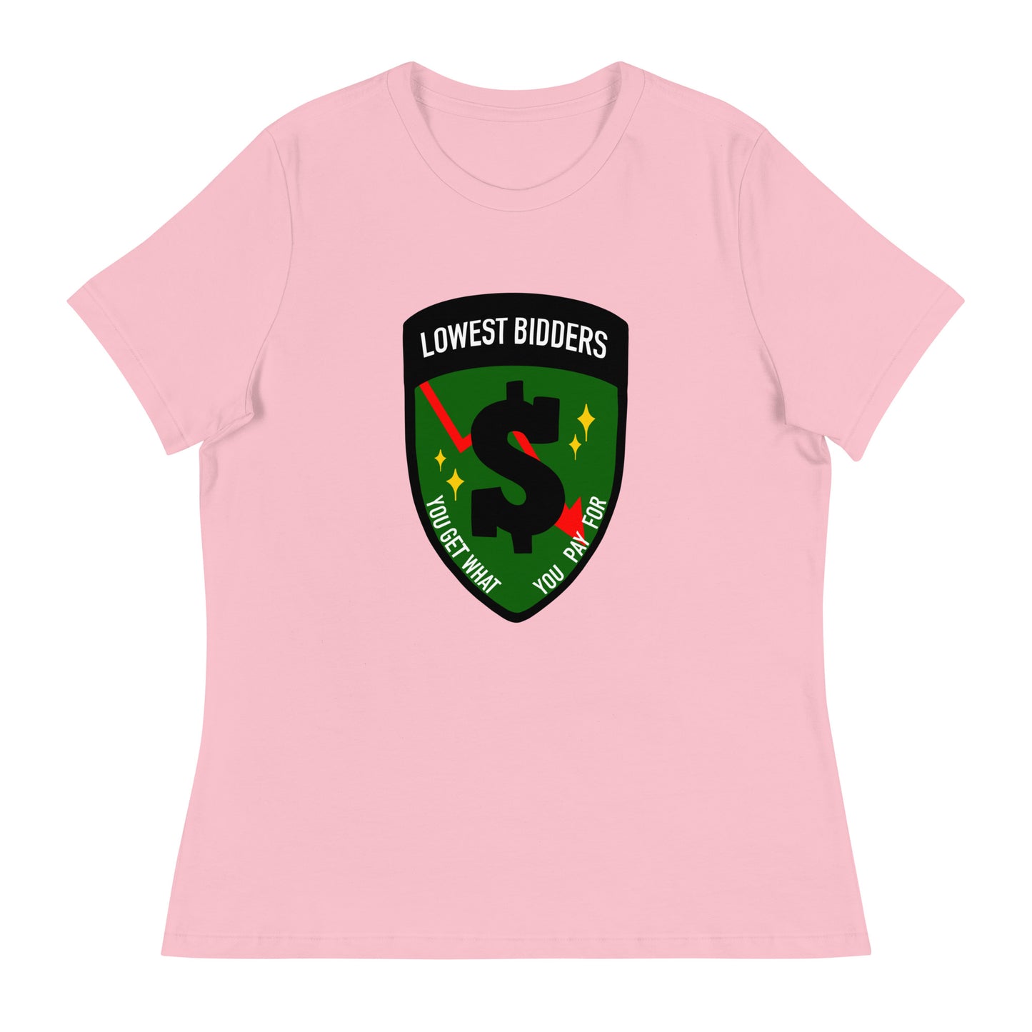 Performance | Women's Relaxed T Shirt | The Lowest Bidders | Emblem Logo