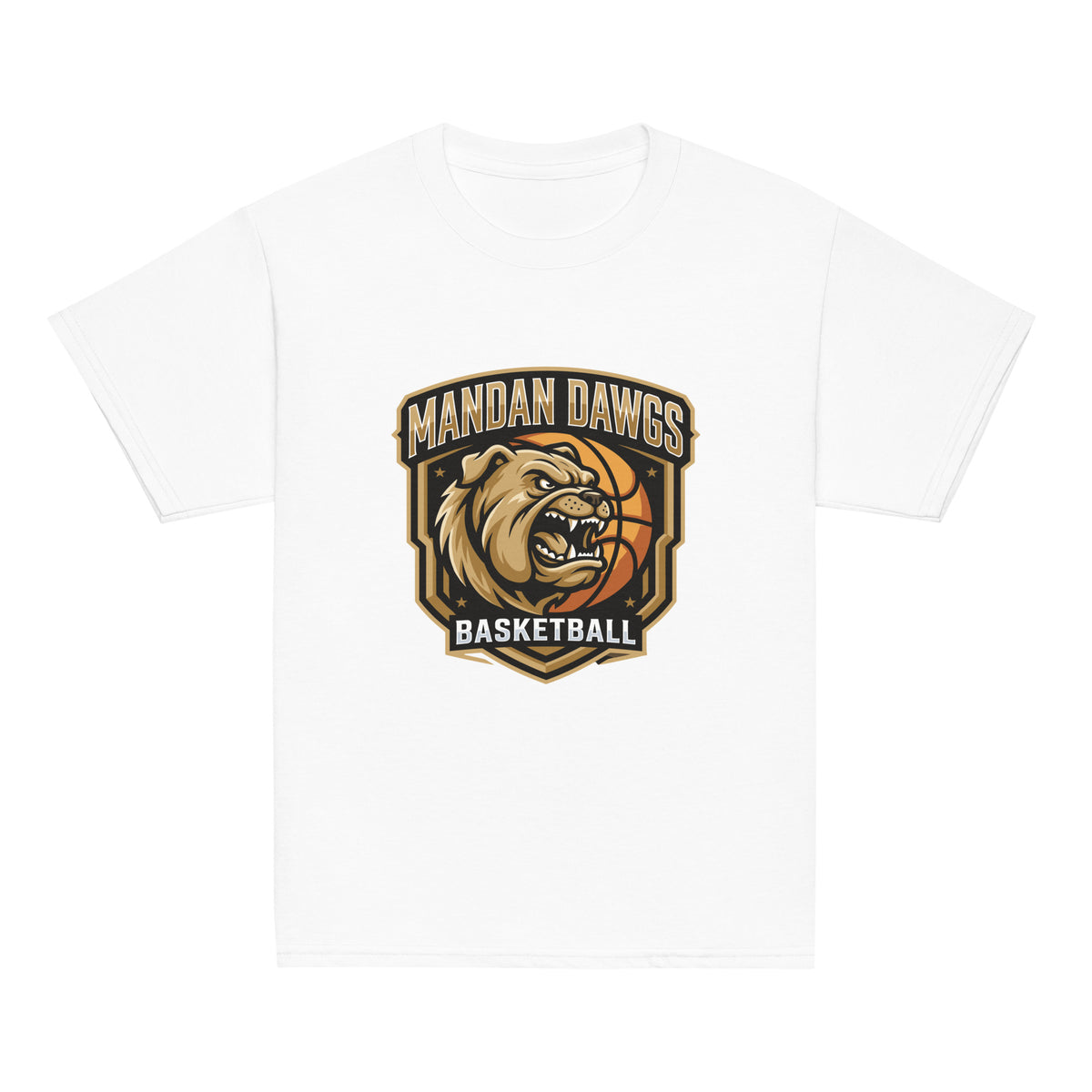 Classic | Youth T Shirt | Mandan Dawgs Basketball | Shield Logo