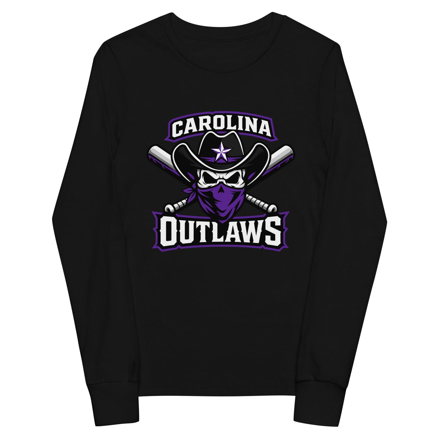 Performance | Youth Long Sleeve T-Shirt | Carolina Outlaws Baseball | Crest Logo