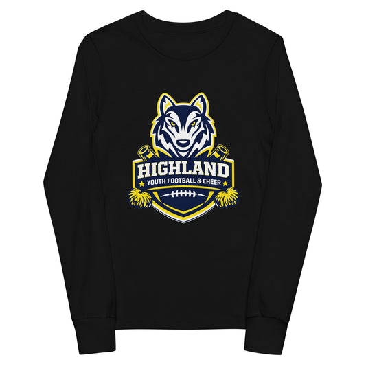 Performance | Youth Long Sleeve T-Shirt | Highland youth football and cheer | Emblem Logo