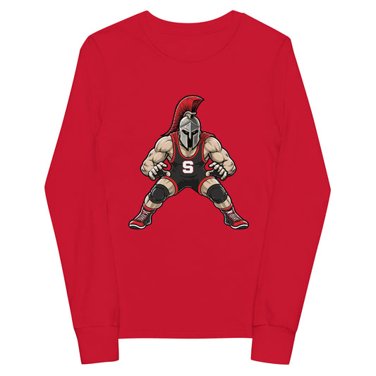 Performance | Youth Long Sleeve T-Shirt | Spartan Wrestling Club | Mascot Logo
