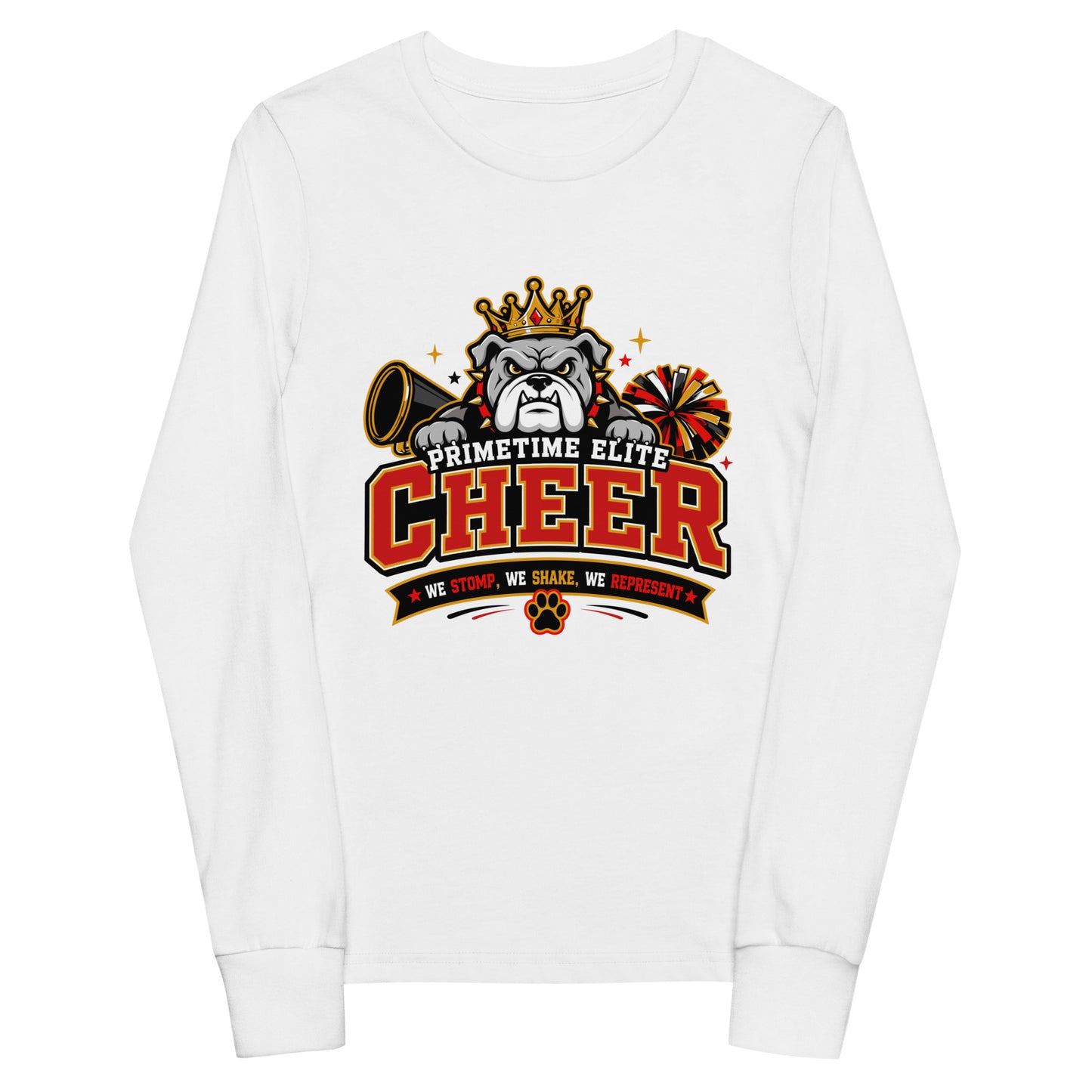 Performance | Youth Long Sleeve T-Shirt | PTE Bulldog Cheer | Crest Logo
