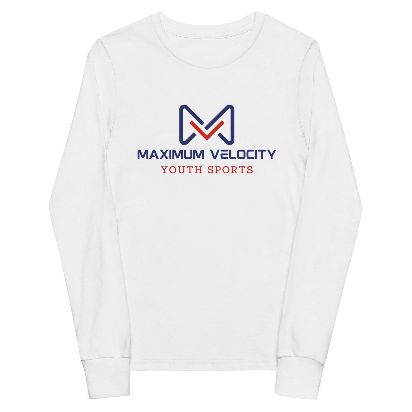 Performance | Youth Long Sleeve T-Shirt | Maximum Velocity Youth Sports | Emblem Logo