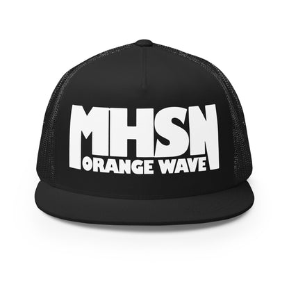 Performance | 5 Panel Trucker Cap | Orange Wave Marching Band | Crest (Variant) Logo