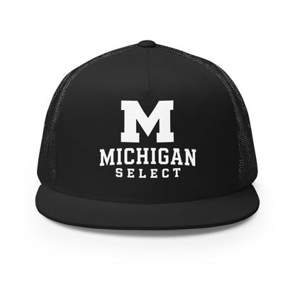 Performance | 5 Panel Trucker Cap | Michigan Select Baseball | Crest Logo
