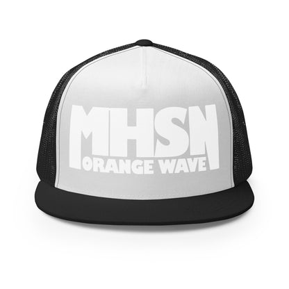 Performance | 5 Panel Trucker Cap | Orange Wave Marching Band | Crest (Variant) Logo