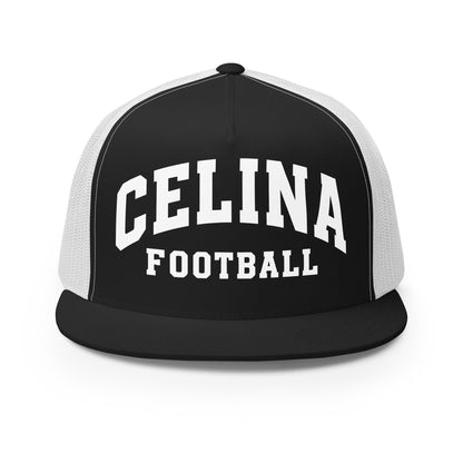 Performance | 5 Panel Trucker Cap | Celina Black Football | Emblem Logo