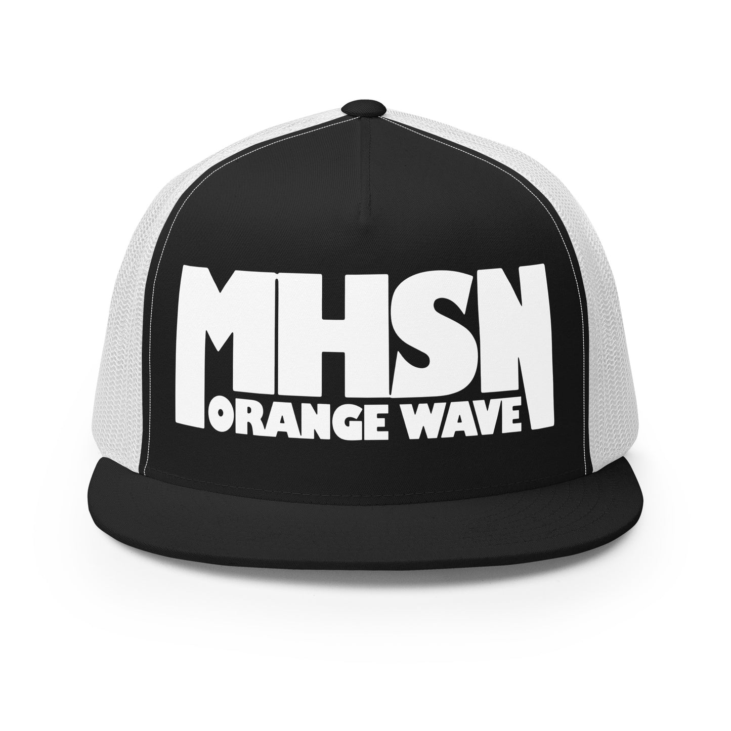 Performance | 5 Panel Trucker Cap | Orange Wave Marching Band | Crest (Variant) Logo
