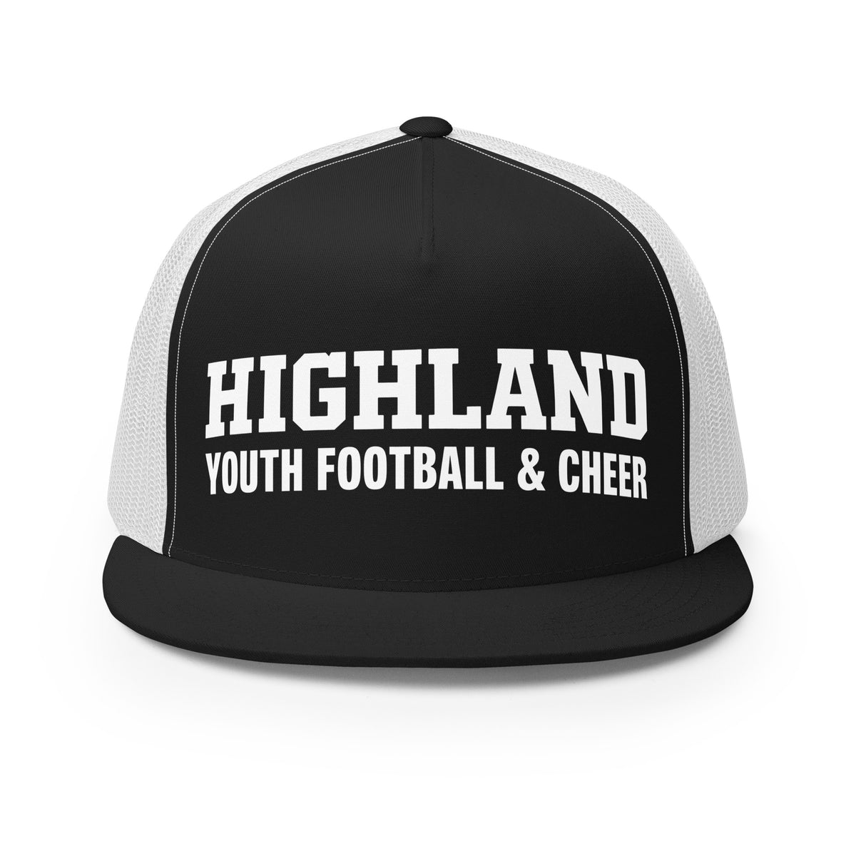 Performance | 5 Panel Trucker Cap | Highland youth football and cheer | Emblem Logo