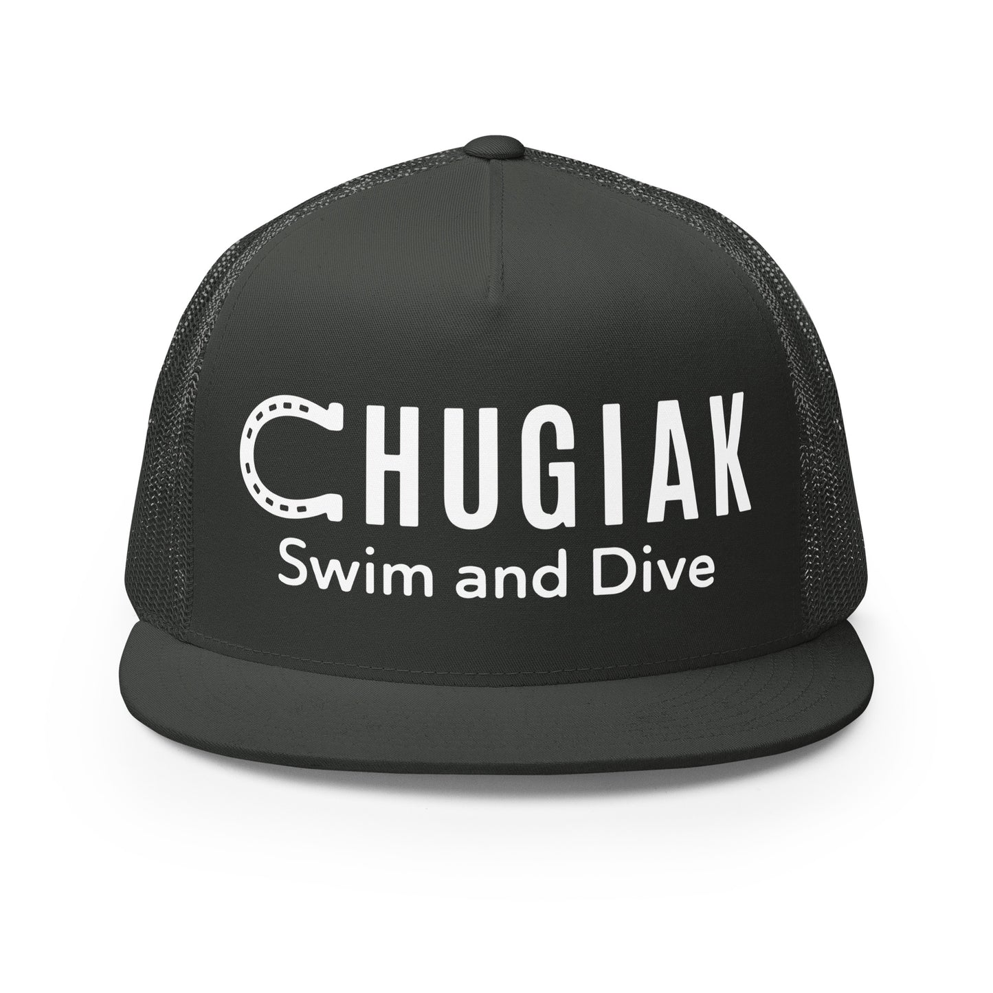 Performance | 5 Panel Trucker Cap | Chugiak Mustang Swim & Dive | Crest Logo