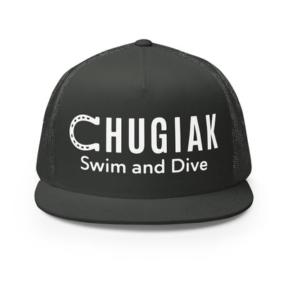 Performance | 5 Panel Trucker Cap | Chugiak Mustang Swim & Dive | Crest Logo