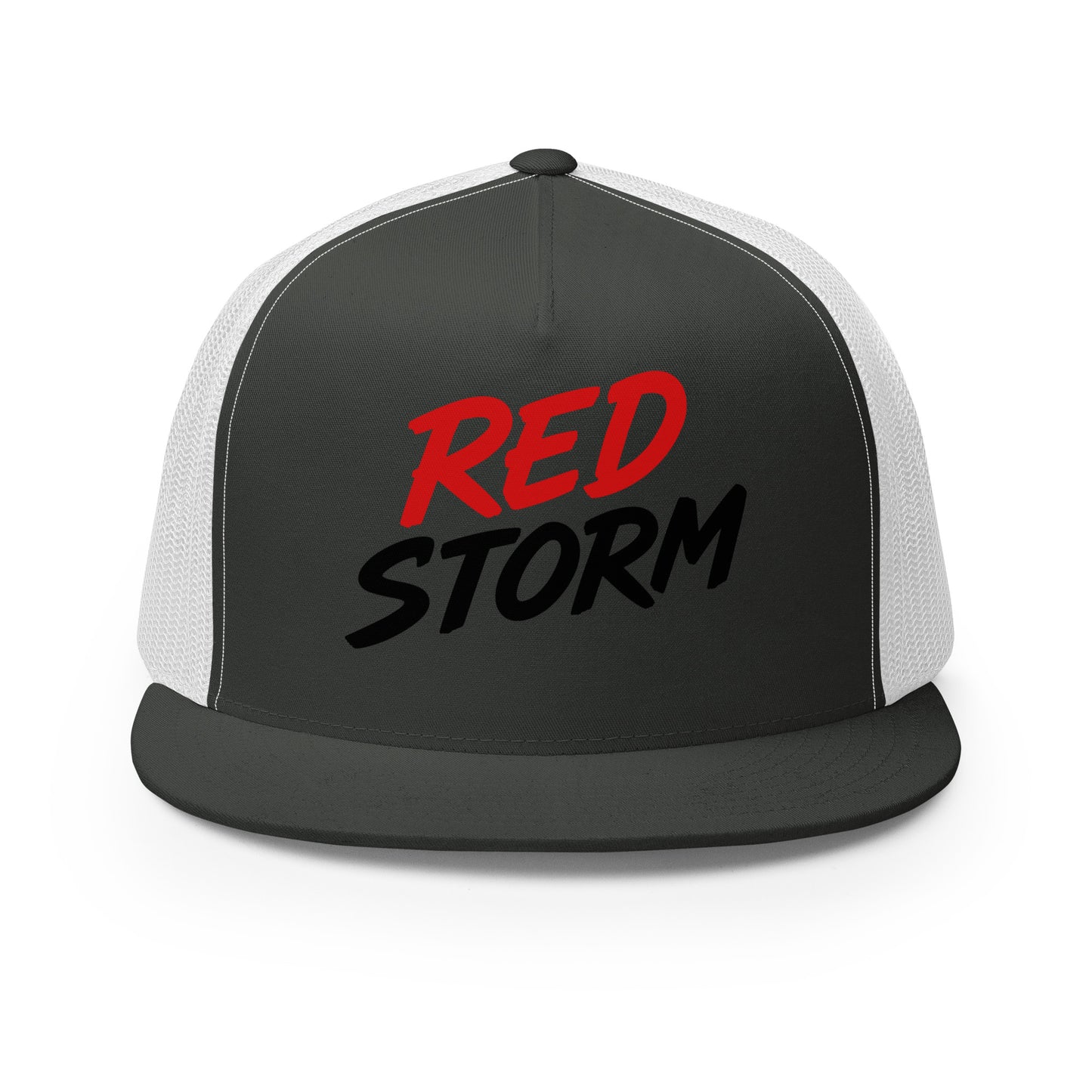 Performance | 5 Panel Trucker Cap | Red Storm | Crest Logo