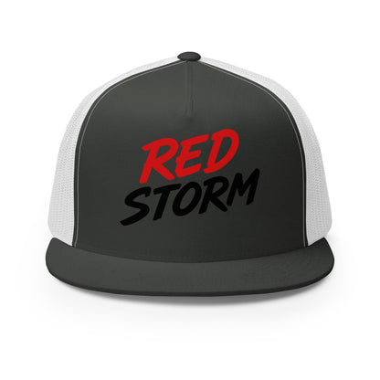 Performance | 5 Panel Trucker Cap | Red Storm | Crest Logo