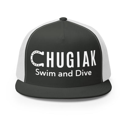 Performance | 5 Panel Trucker Cap | Chugiak Mustang Swim & Dive | Crest Logo