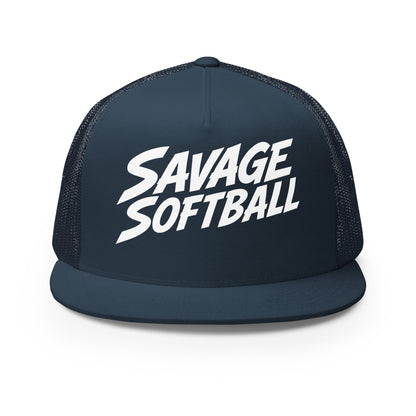 Performance | 5 Panel Trucker Cap | Savage Softball | Mascot Logo