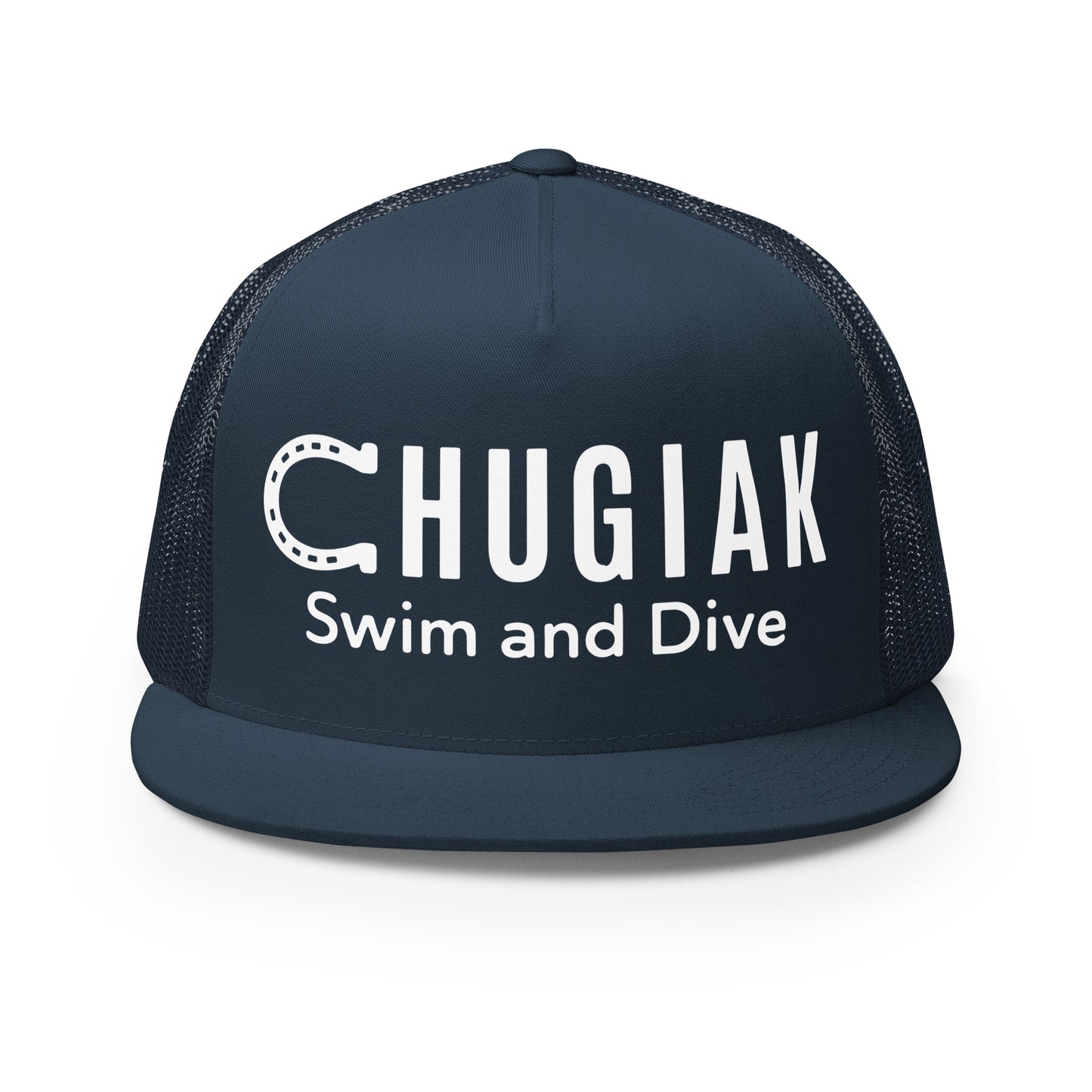 Performance | 5 Panel Trucker Cap | Chugiak Mustang Swim & Dive | Crest Logo