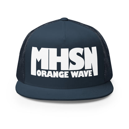 Performance | 5 Panel Trucker Cap | Orange Wave Marching Band | Crest (Variant) Logo