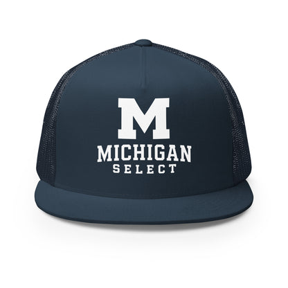 Performance | 5 Panel Trucker Cap | Michigan Select Baseball | Crest Logo