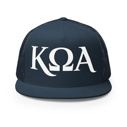 Performance | 5 Panel Trucker Cap | Kappa Omega Alpha | Crest Logo