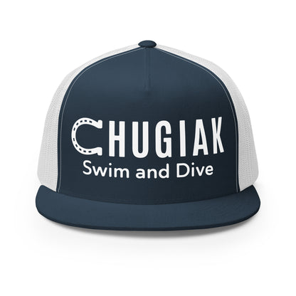 Performance | 5 Panel Trucker Cap | Chugiak Mustang Swim & Dive | Crest Logo