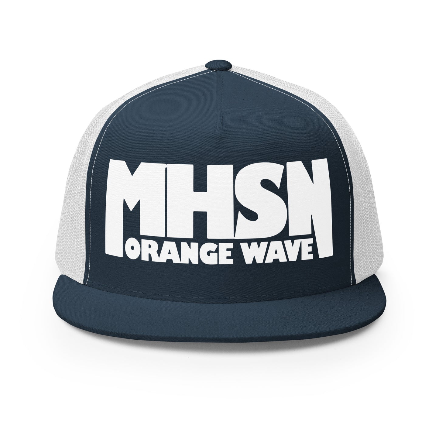 Performance | 5 Panel Trucker Cap | Orange Wave Marching Band | Crest (Variant) Logo