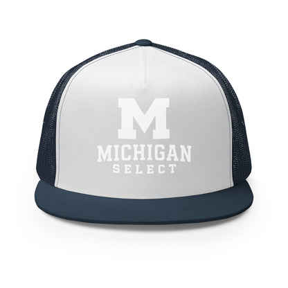 Performance | 5 Panel Trucker Cap | Michigan Select Baseball | Crest Logo