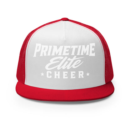 Performance | 5 Panel Trucker Cap | PTE Bulldog Cheer | Script Logo