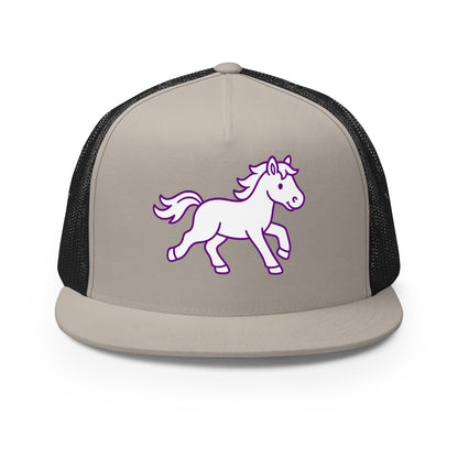 Performance | 5 Panel Trucker Cap | Pink Pony Athletic Club | Mascot Logo