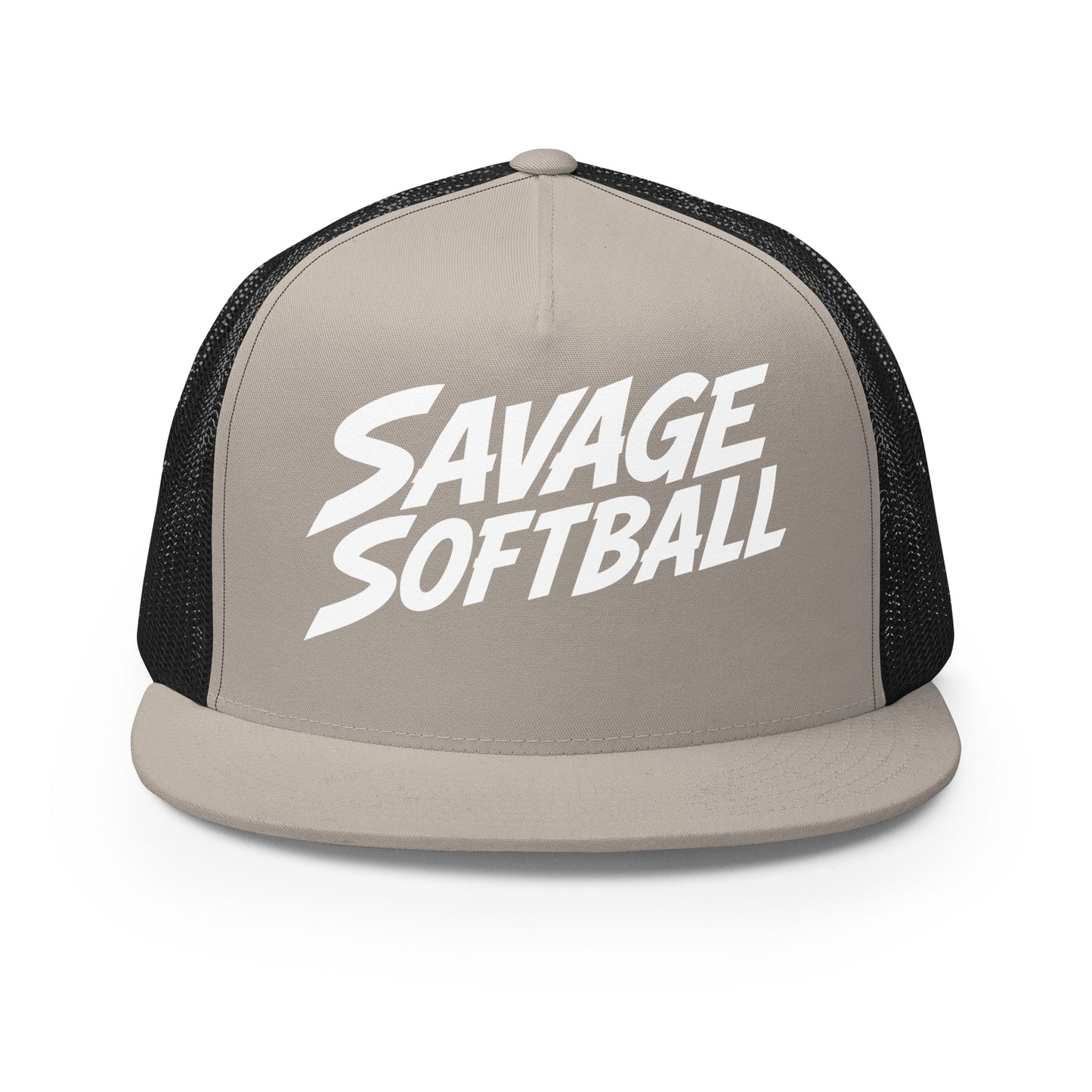 Performance | 5 Panel Trucker Cap | Savage Softball | Mascot Logo