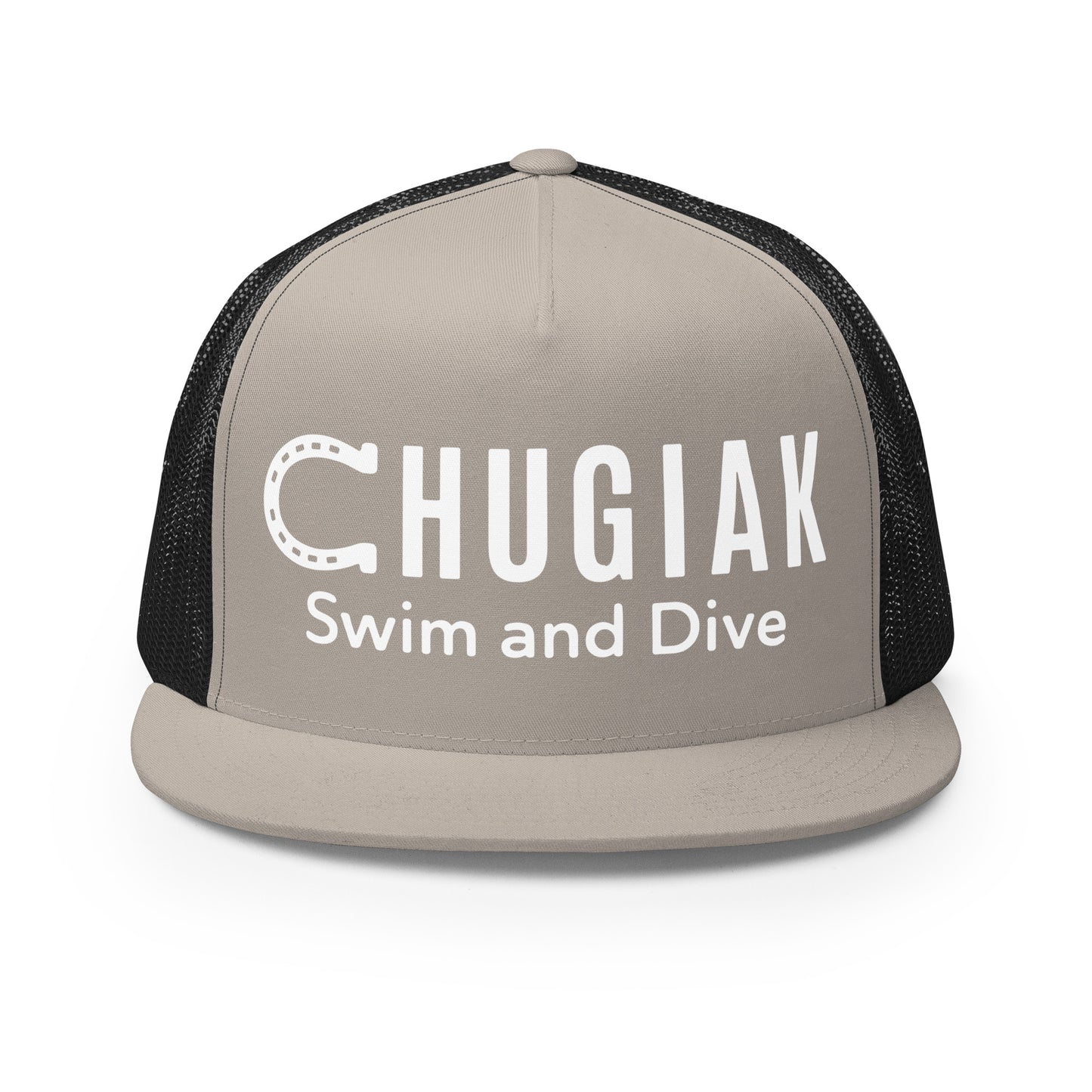Performance | 5 Panel Trucker Cap | Chugiak Mustang Swim & Dive | Crest Logo