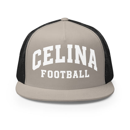Performance | 5 Panel Trucker Cap | Celina Black Football | Emblem Logo