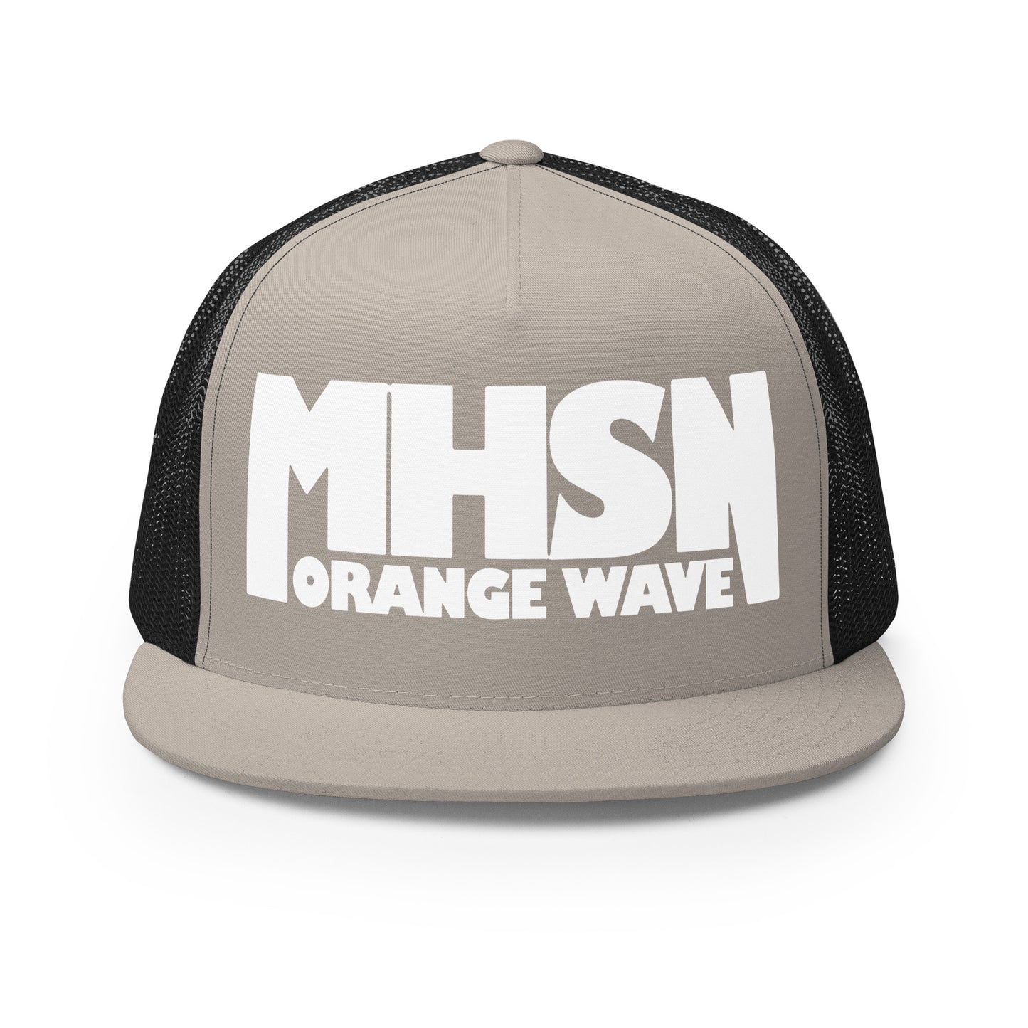 Performance | 5 Panel Trucker Cap | Orange Wave Marching Band | Crest (Variant) Logo