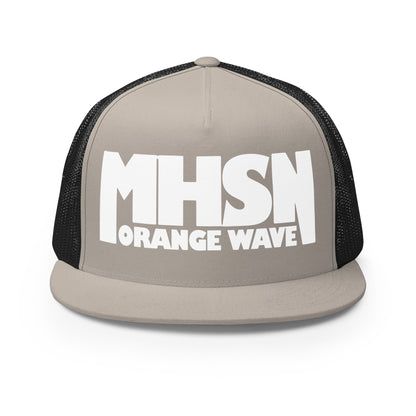 Performance | 5 Panel Trucker Cap | Orange Wave Marching Band | Crest (Variant) Logo