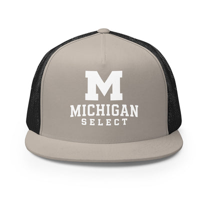Performance | 5 Panel Trucker Cap | Michigan Select Baseball | Crest Logo