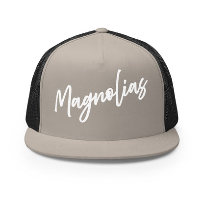 Performance | 5 Panel Trucker Cap | Pink Magnolias Dance | Modern Script Logo