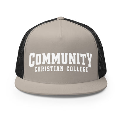 Performance | 5 Panel Trucker Cap | Community Christian College | Vanguard Athletic Logo
