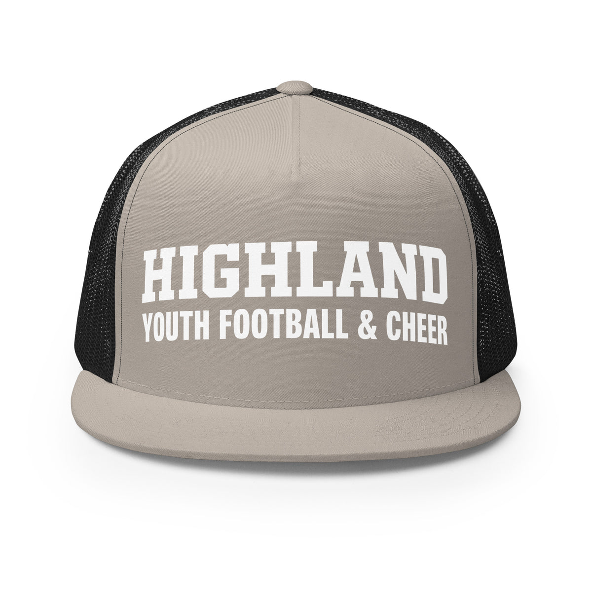 Performance | 5 Panel Trucker Cap | Highland youth football and cheer | Emblem Logo