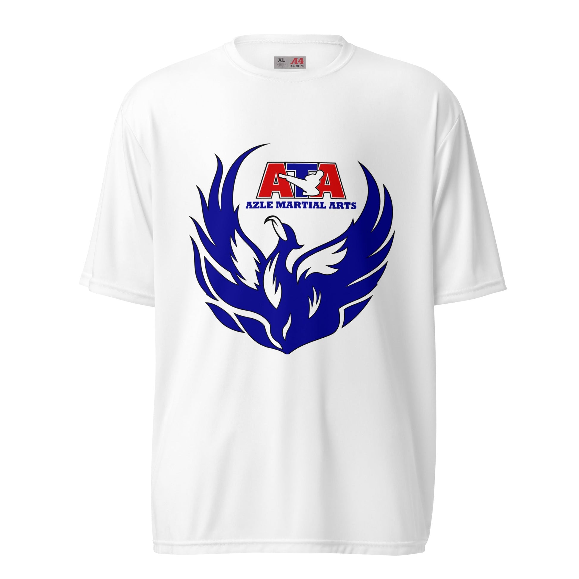 Active | Moisture Wicking Shirt | Azle Martial Arts | Blue Fire Crest Logo