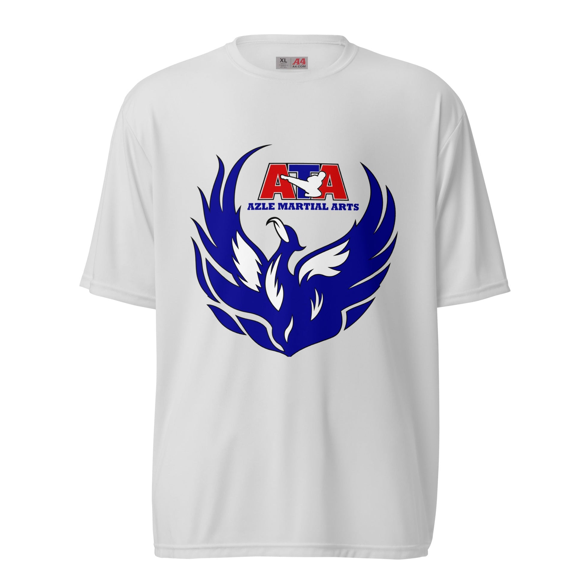Active | Moisture Wicking Shirt | Azle Martial Arts | Blue Fire Crest Logo