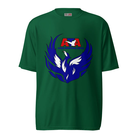 Active | Moisture Wicking Shirt | Azle Martial Arts | Blue Fire Crest Logo
