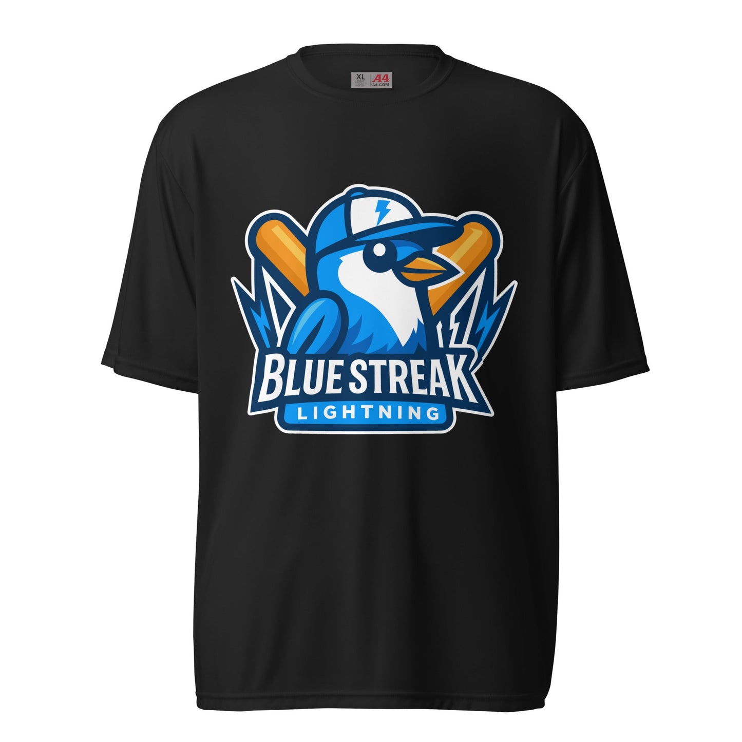 Active | Moisture Wicking Shirt | Blue Streak Lightning | Mascot Logo
