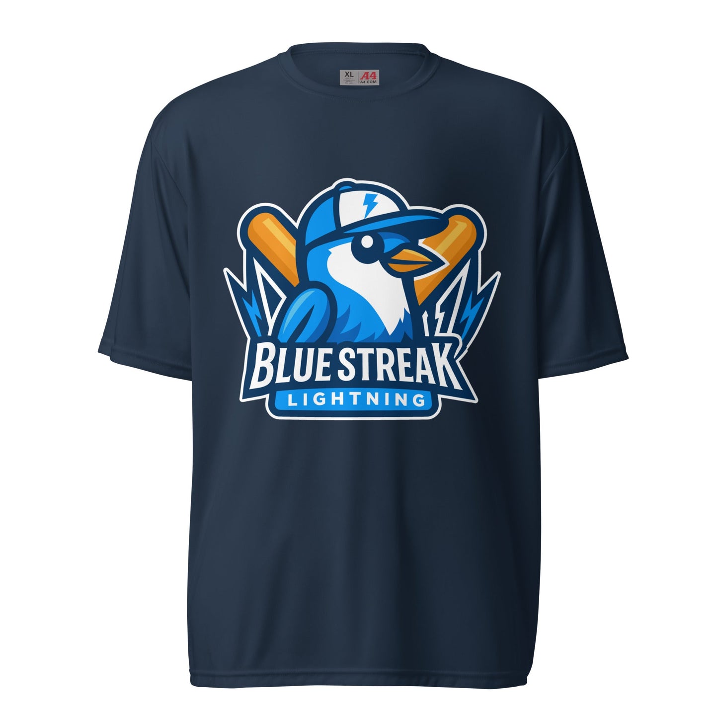 Active | Moisture Wicking Shirt | Blue Streak Lightning | Mascot Logo