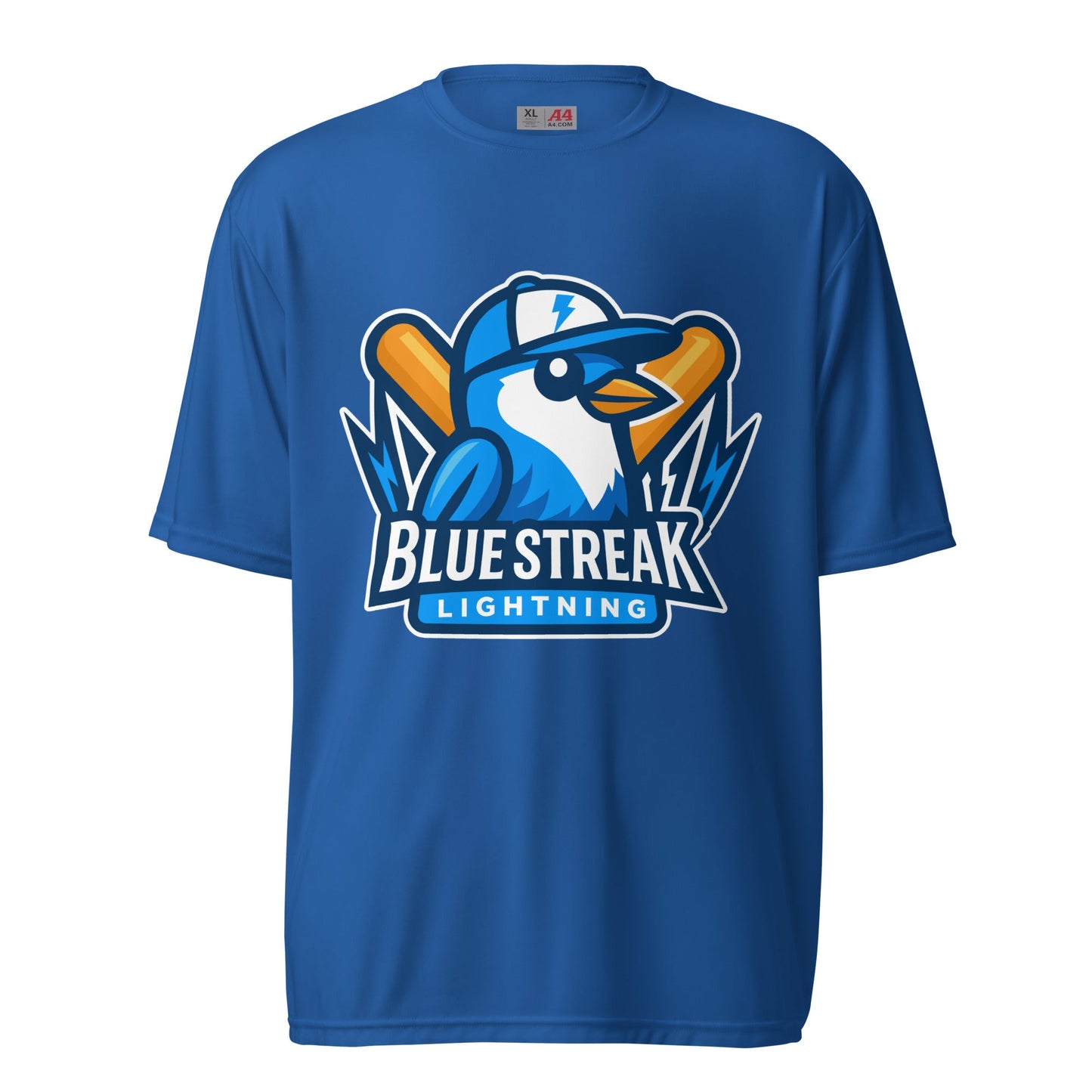 Active | Moisture Wicking Shirt | Blue Streak Lightning | Mascot Logo