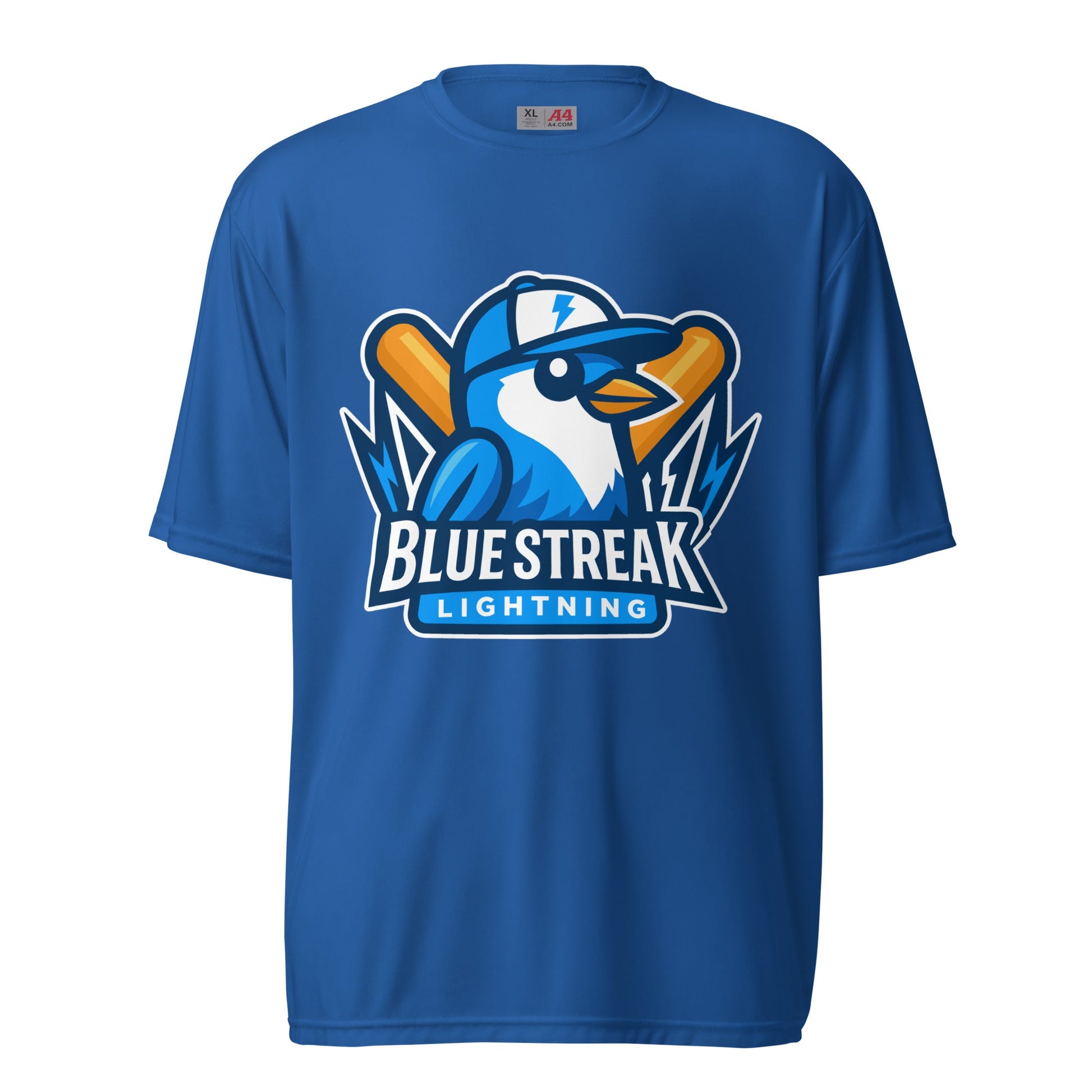 Active | Moisture Wicking Shirt | Blue Streak Lightning | Mascot Logo