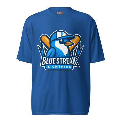 Active | Moisture Wicking Shirt | Blue Streak Lightning | Mascot Logo