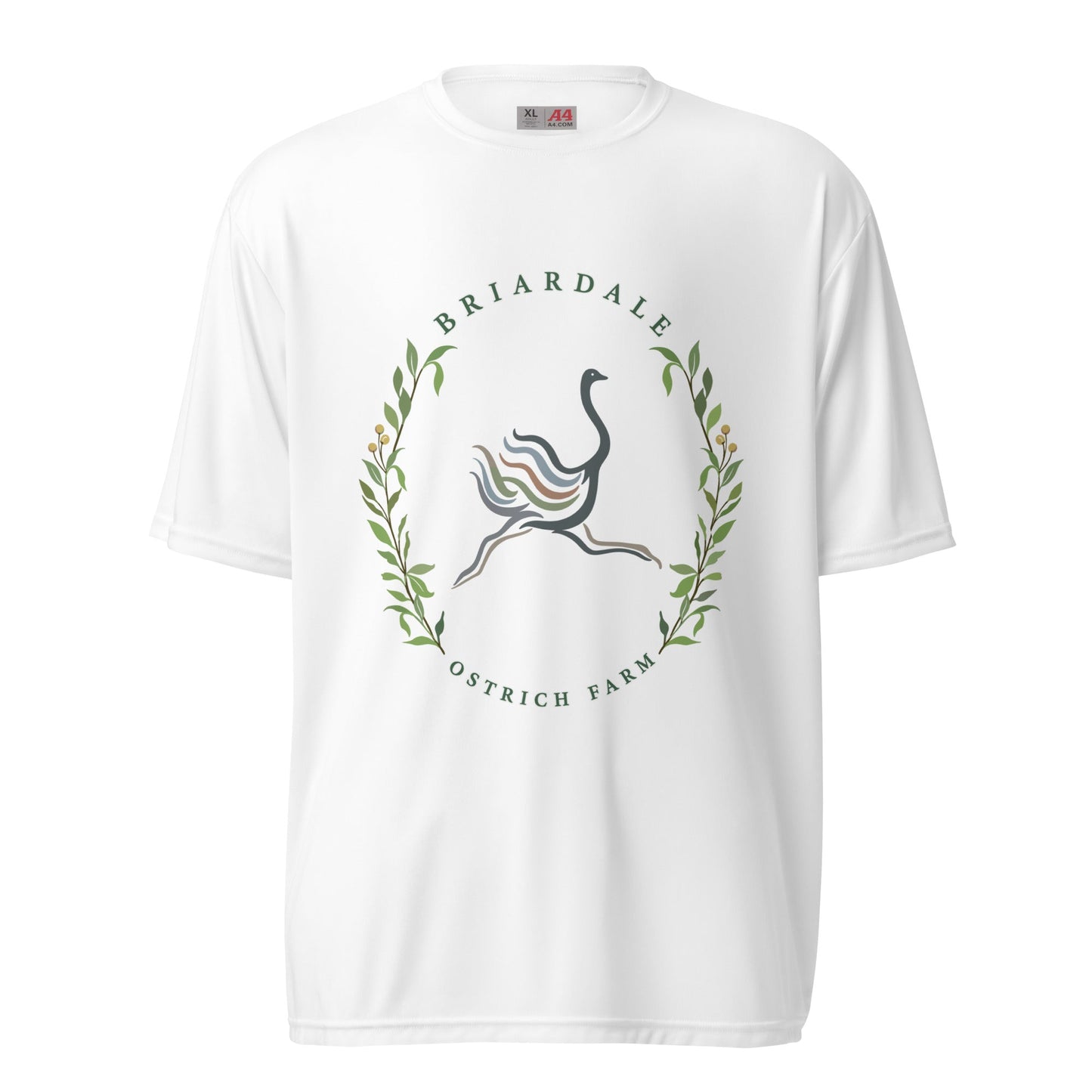 Active | Moisture Wicking Shirt | Briardale Ostrich Farm | Crest Logo