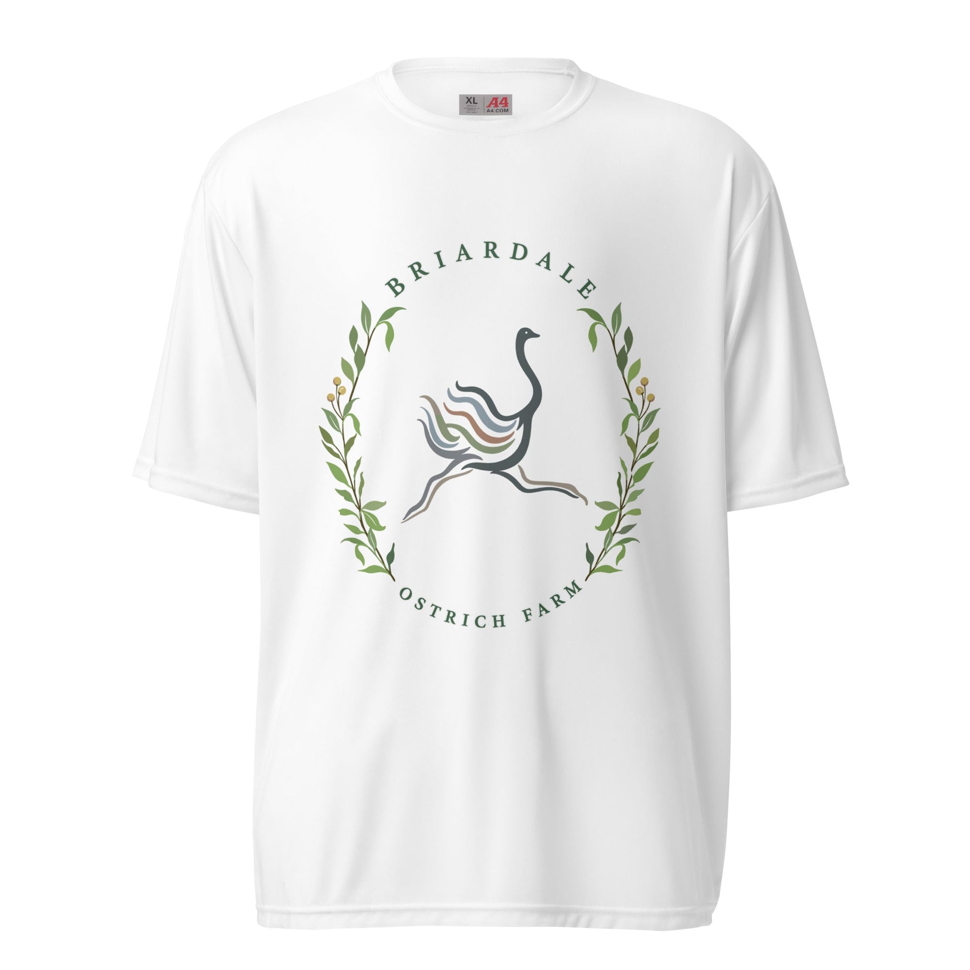 Active | Moisture Wicking Shirt | Briardale Ostrich Farm | Crest Logo